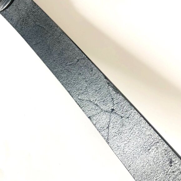 Men’s Belt Thick Genuine Leather Black Gold Tone Buckle Size 42 Made in India - Picture 4 of 9